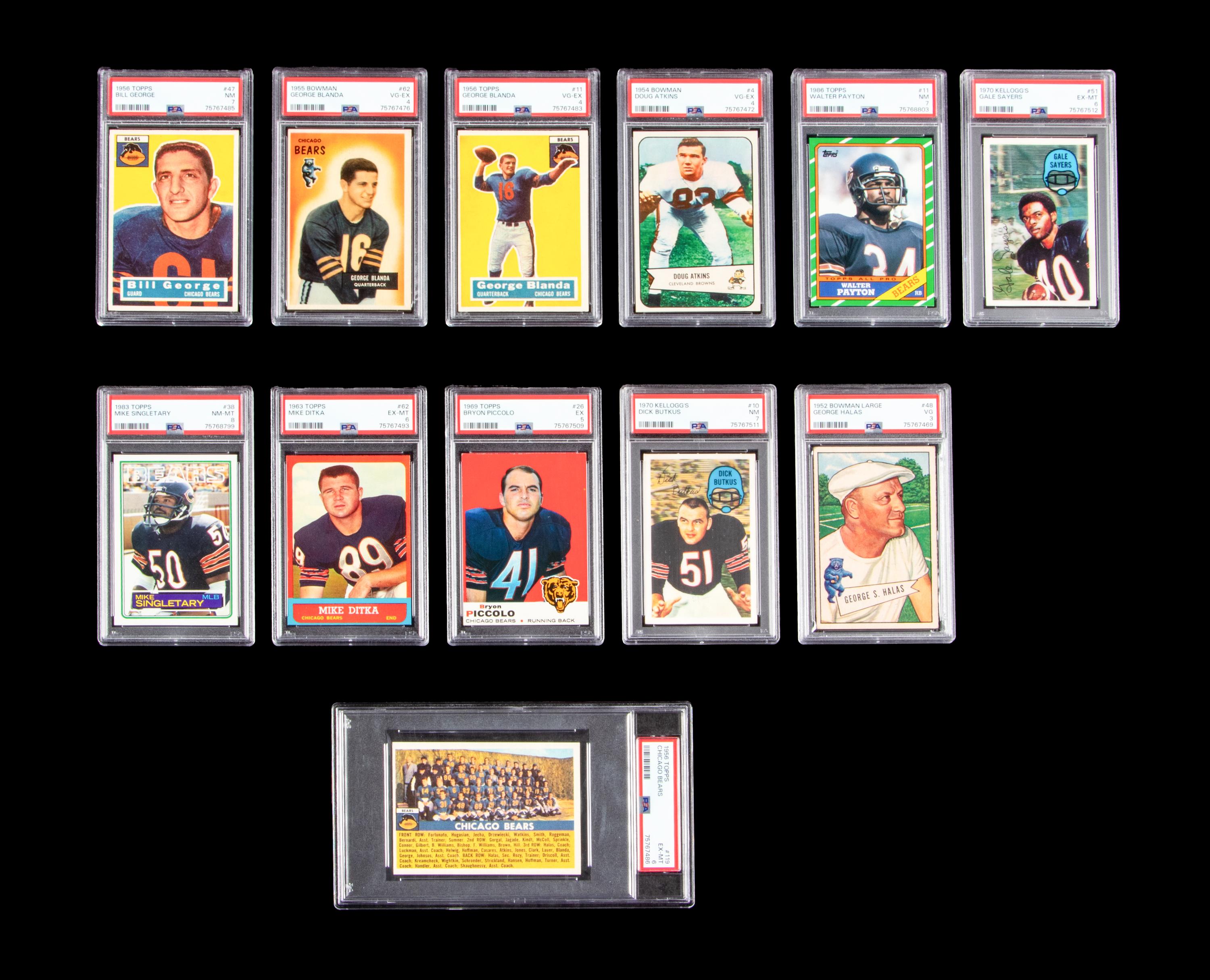 A Collection of Chicago Bears Legends PSA Graded Football Cards