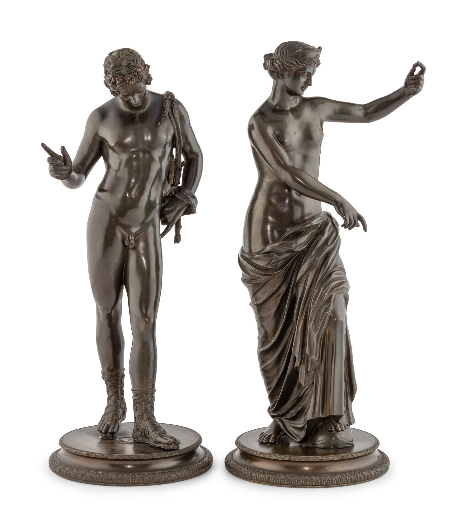 A Pair of Grand Tour Bronze Figures of Narcissus and Venus