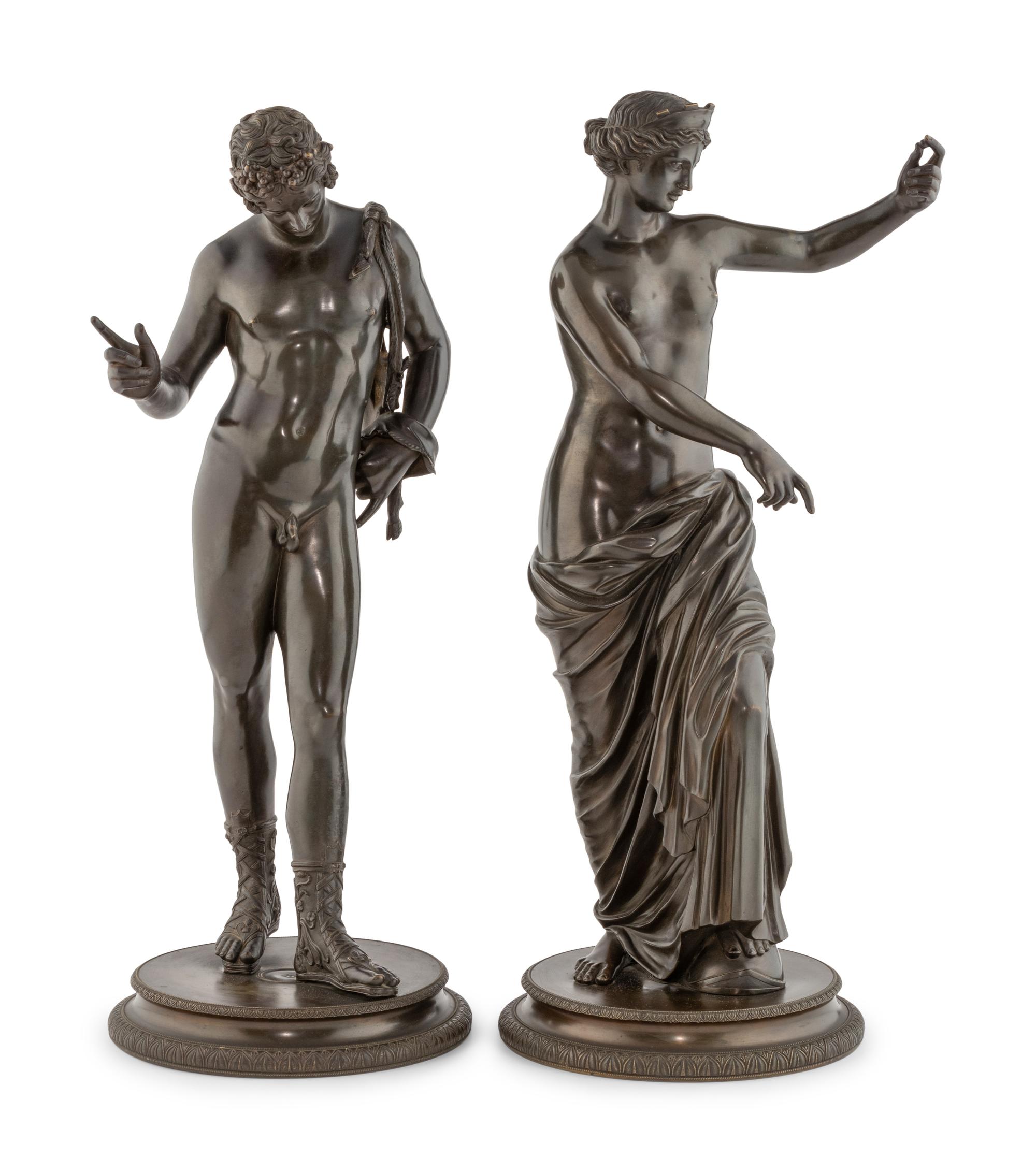 A Pair of Grand Tour Bronze Figures of Narcissus and Venus
