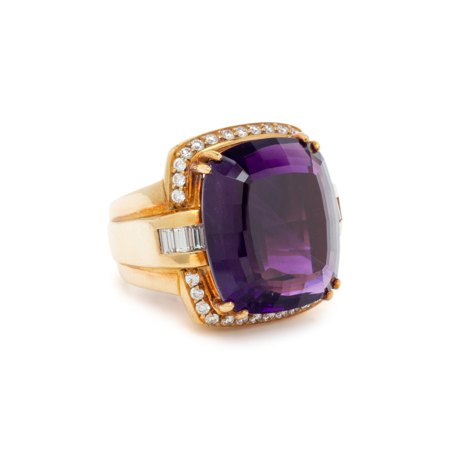 H. STERN, AMETHYST AND DIAMOND RING