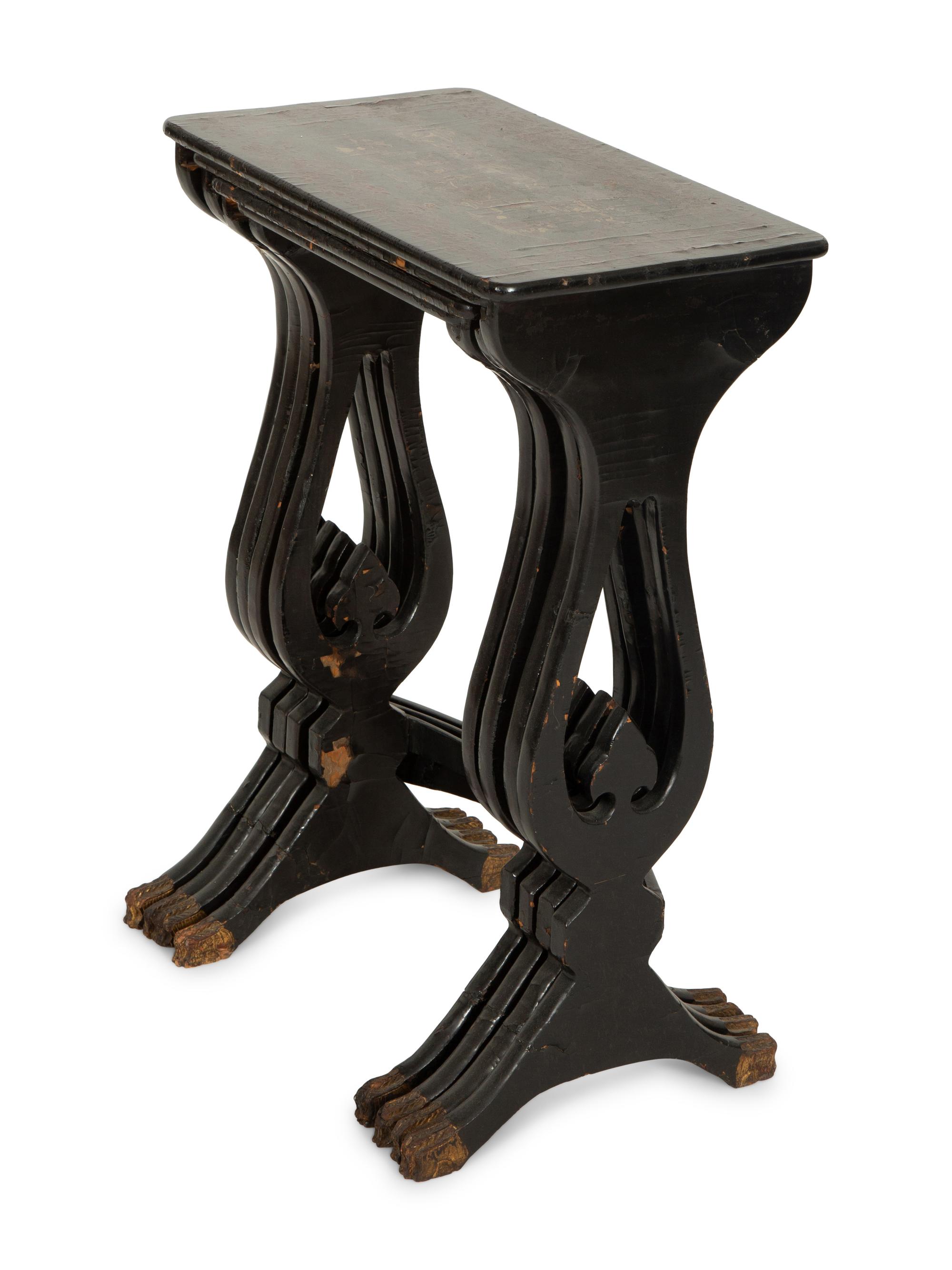 A Set of Four Victorian Chinoiserie Lacquered Nesting Tables