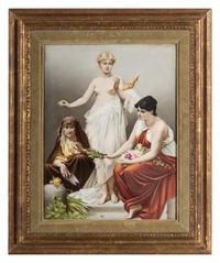 A Berlin (K.P.M.) Porcelain Plaque Depicting the Three Fates After Friedrich Paul Thumann