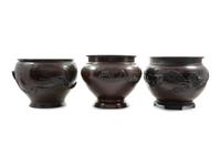 Three Japanese Bronze Jardinières