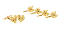 An 18 Karat Yellow Gold and Sapphire Fox Motif Dress Set, 15.30 dwts.