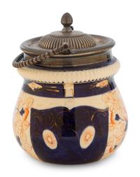 A Royal Crown Derby Porcelain Silver Plate Mounted Biscuit Jar — 19TH CENTURY