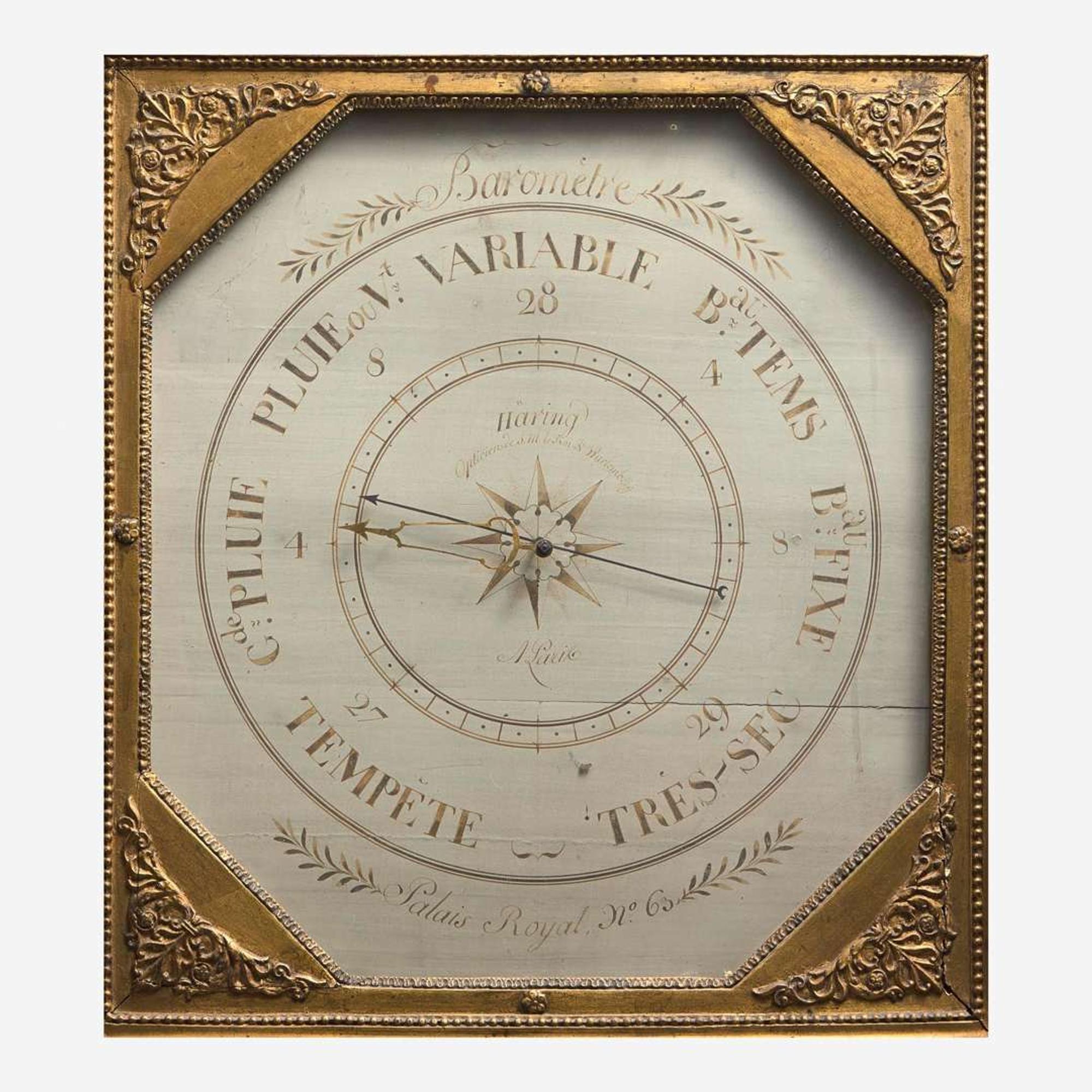 A Louis XVI giltwood barometer Attributed to Jean-Baptiste Haring, Paris, France, circa 1790s