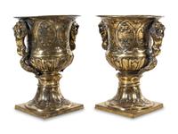 A Pair of English Gilt Bronze Jardinières