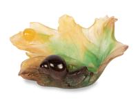 A Daum Pate-de-Verre Maple Leaf Tray