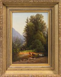 Thomas Campbell, (British, 1834-1914), Landscape with Cattle