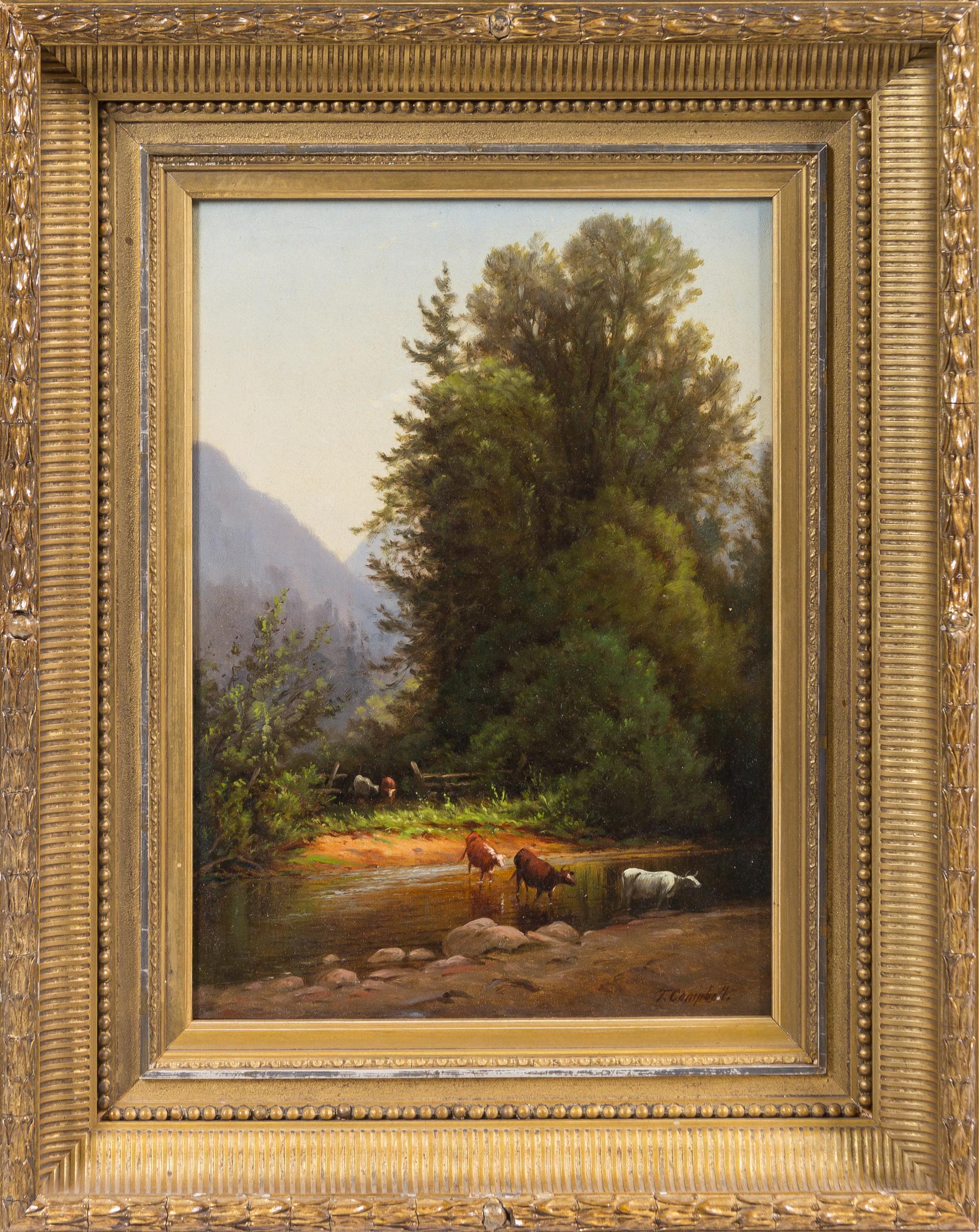 Thomas Campbell, (British, 1834-1914), Landscape with Cattle