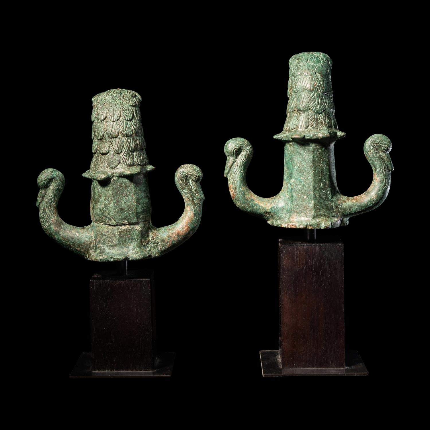 A Pair of Roman Bronze Eagle Chariot Fittings