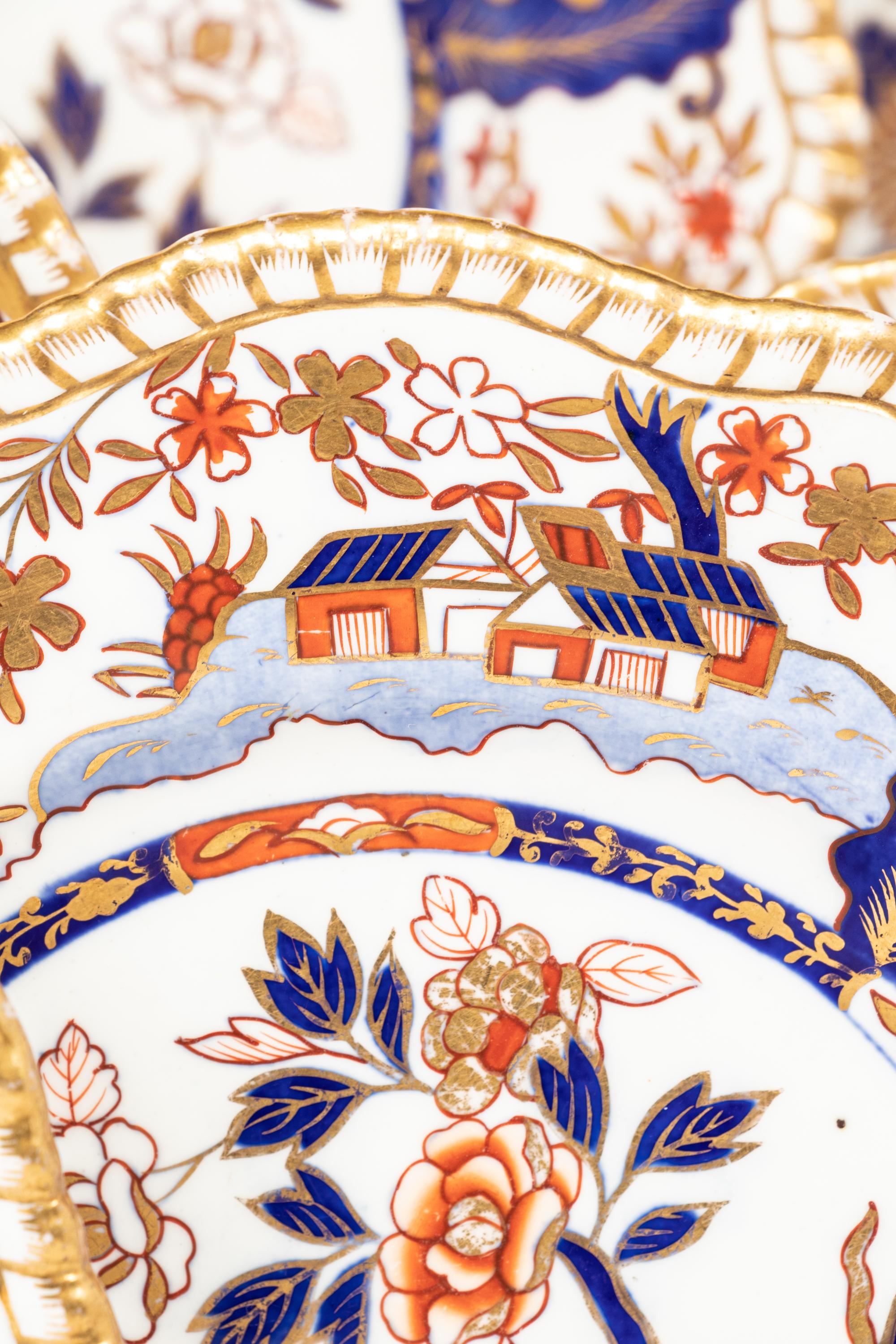 A Set of Twelve Spode Felspar Imari Dinner Plates