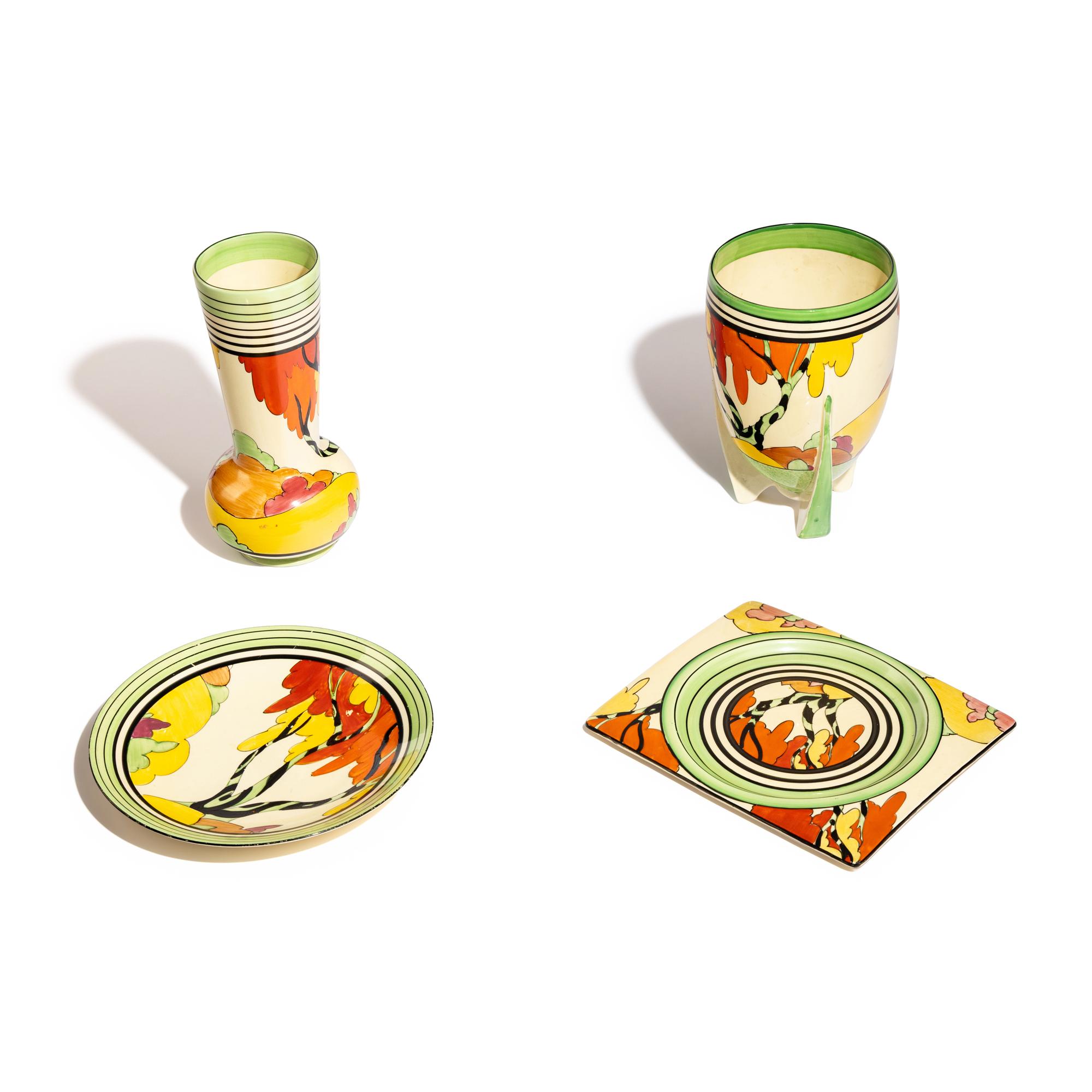 Honolulu pattern, Two Vases, Two Plates, c. 1933-35