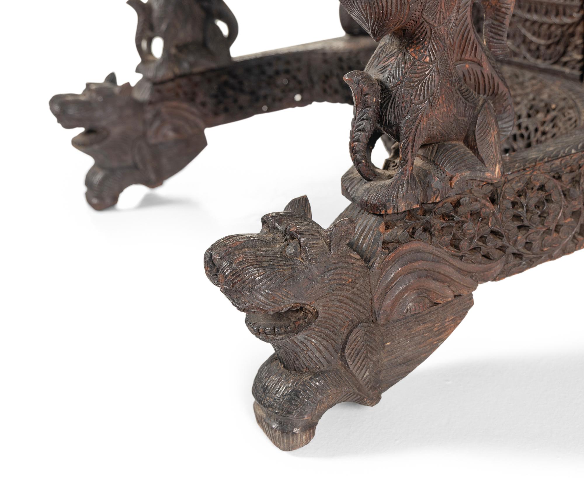 An Anglo-Burmese Carved Hardwood Desk