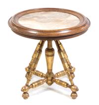 An Aesthetic Giltwood Onyx Low Table Height 18 1/2 x diameter 19 1/2 inches. — LATE 19TH CENTURY