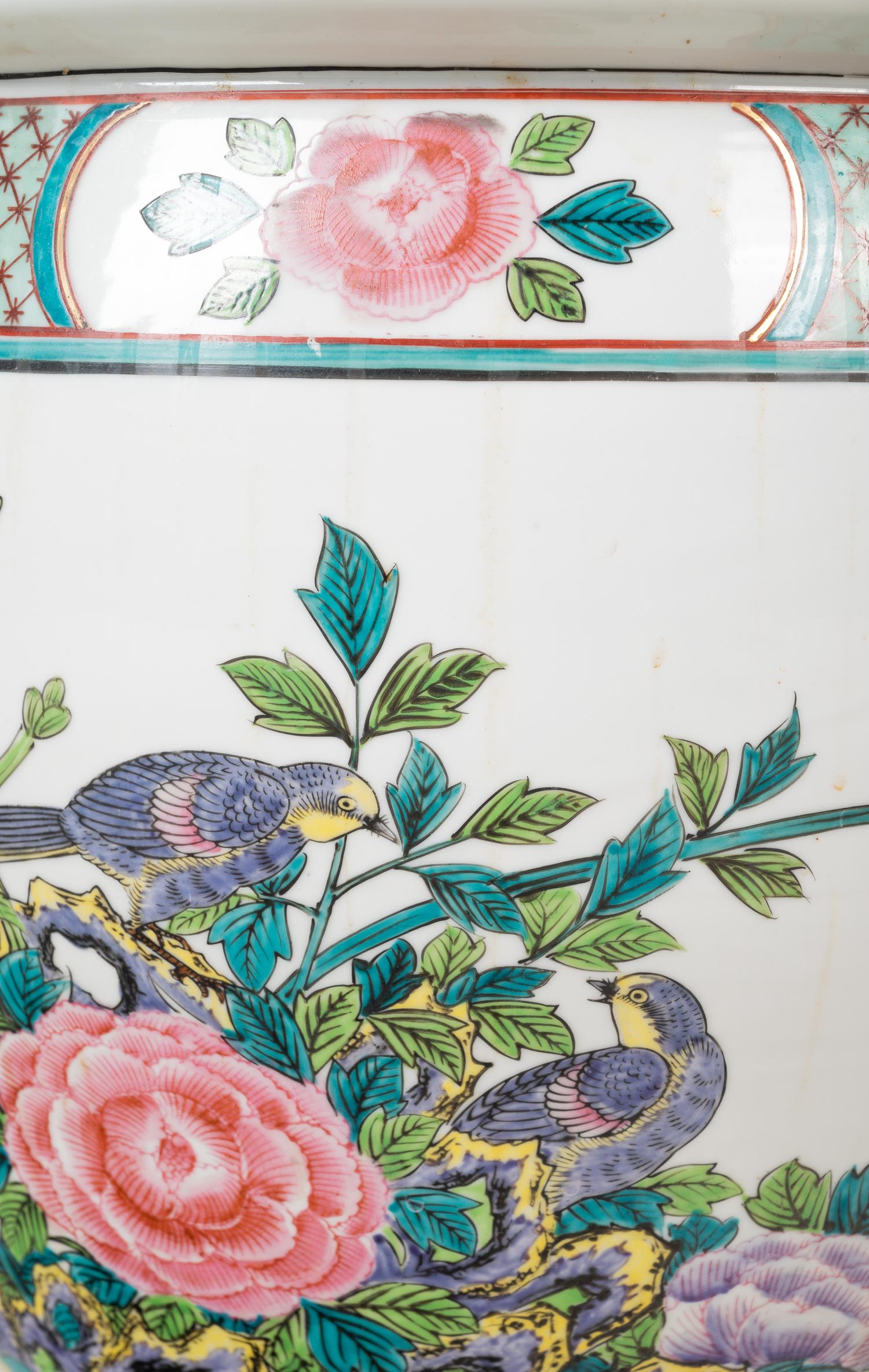 A Pair of Chinese Export Enameled Porcelain Jardinières
