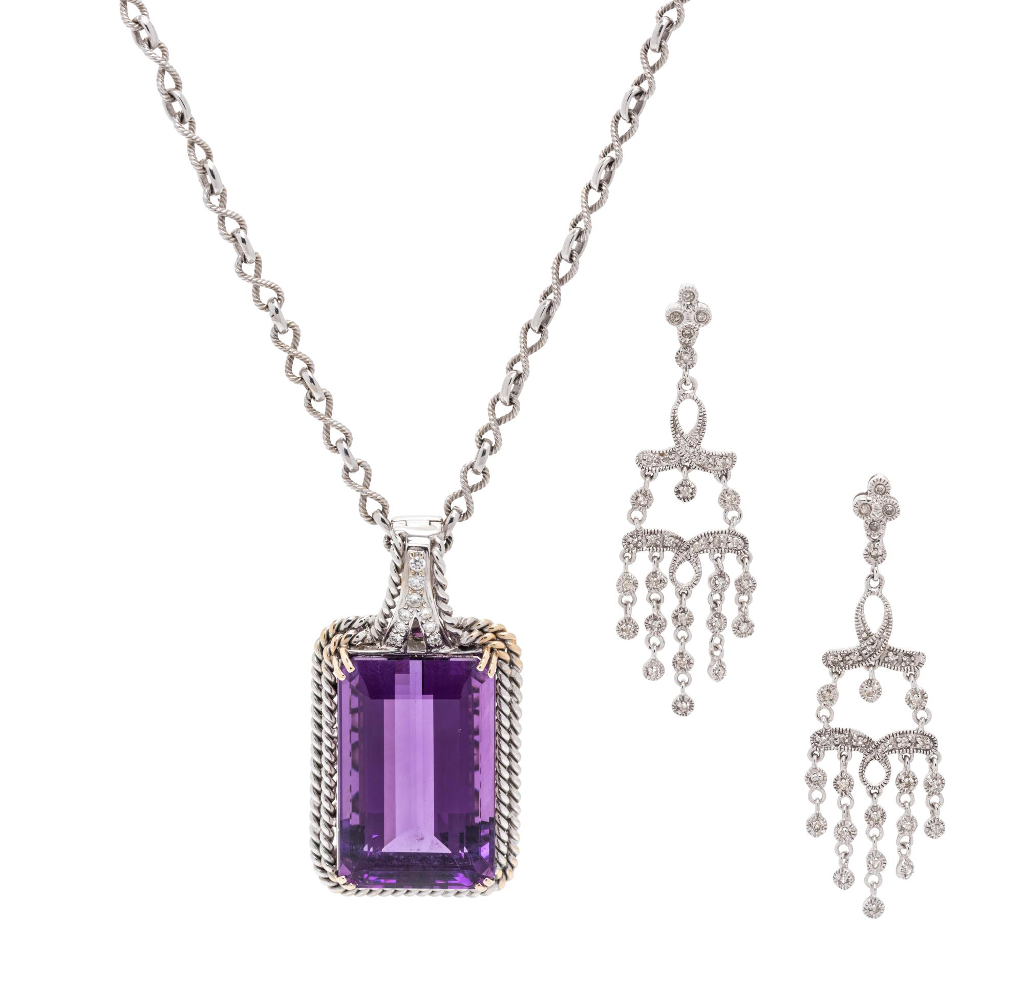 COLLECTION OF WHITE GOLD AND DIAMOND JEWELRY