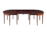A Pair of George III Mahogany Demilune Console Tables Converting to a Dining Table