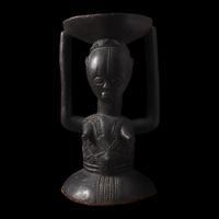 A Luba Wood Caryatid Stool