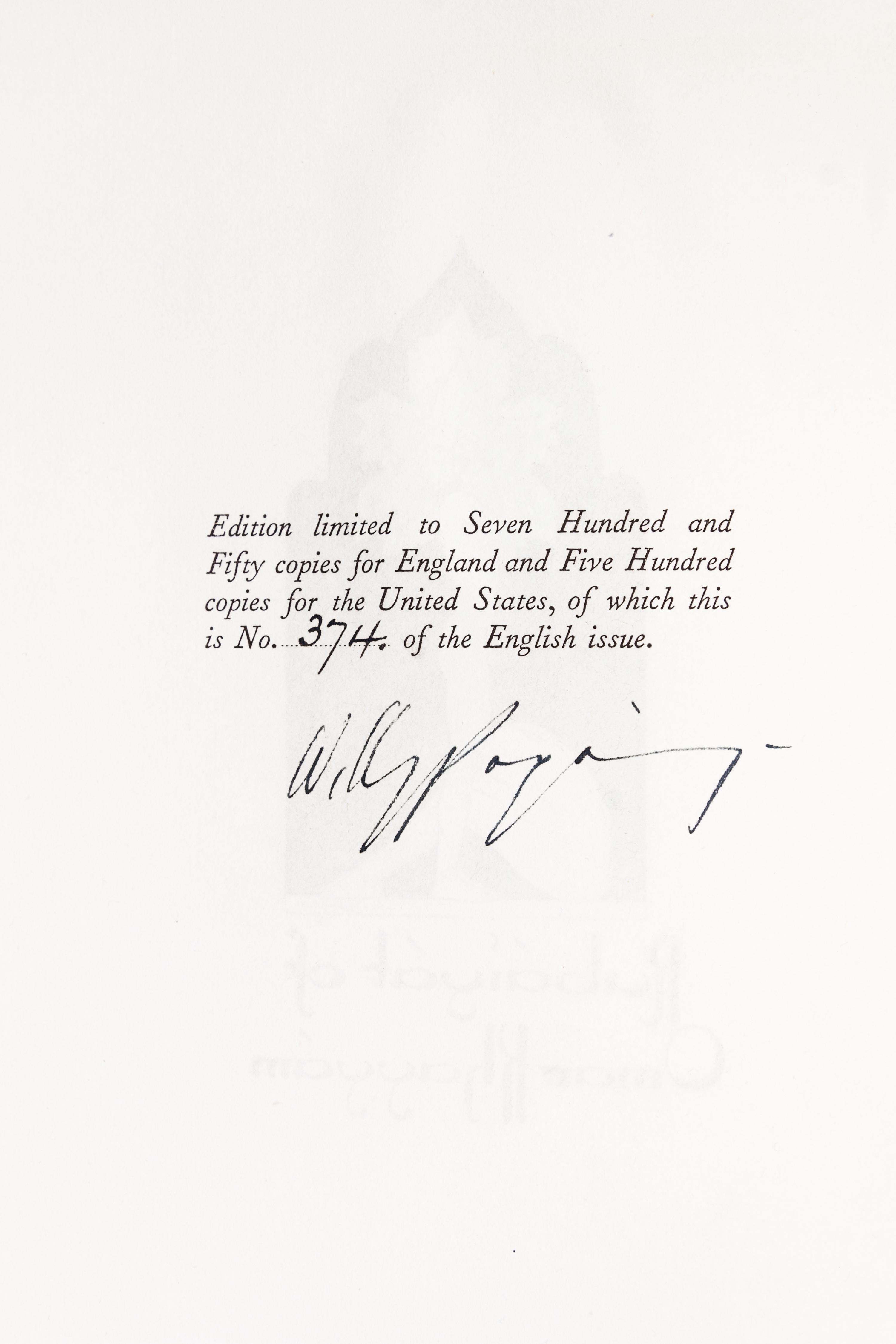 FITZGERALD, EDWARD, trans. The Rubaiyat of Omar Khayyam. London, 1930. Finely bound. Limited, signed.