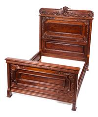 A Late Victorian/Art Noveau Bed Frame Headboard: 71 x 63 inches. — LATE 19TH CENTURY