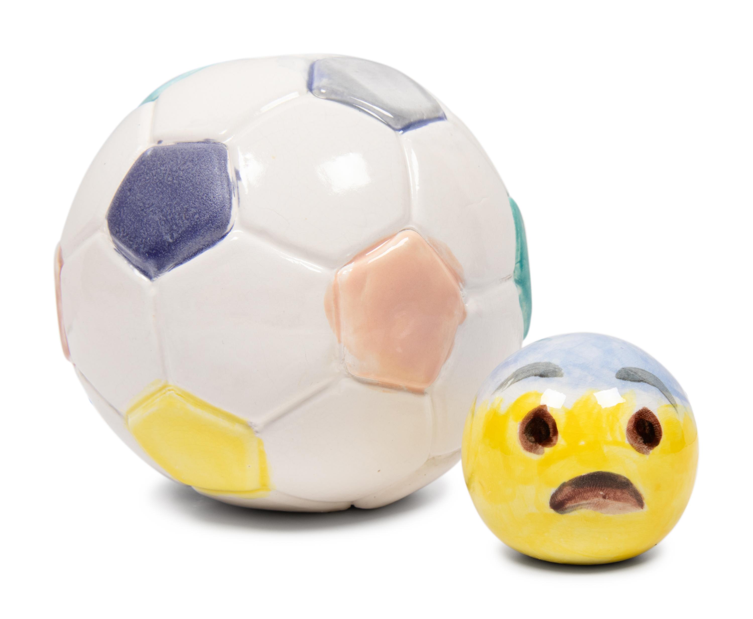 Untitled (Sad Emoji) and Untitled (Soccer Ball) ( A Pair of Works)