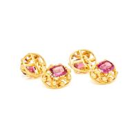YELLOW GOLD AND GARNET CUFFLINKS