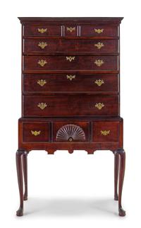 A Queen Anne Style Mahogany Highboy