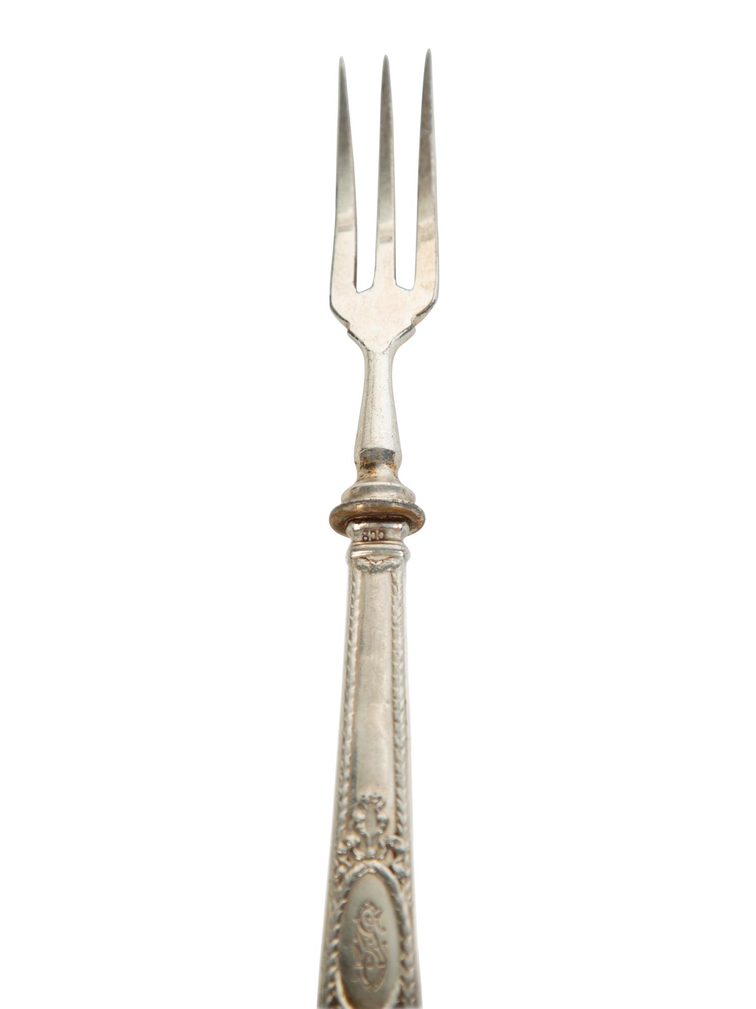 A Continental .800 Silver Service of Fruit Knives and Forks — 19TH CENTURY