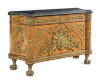 A Louis XVI Style Gilt Metal Mounted Marble-Top Commode à Vantaux After the Model by Guillaume Benneman