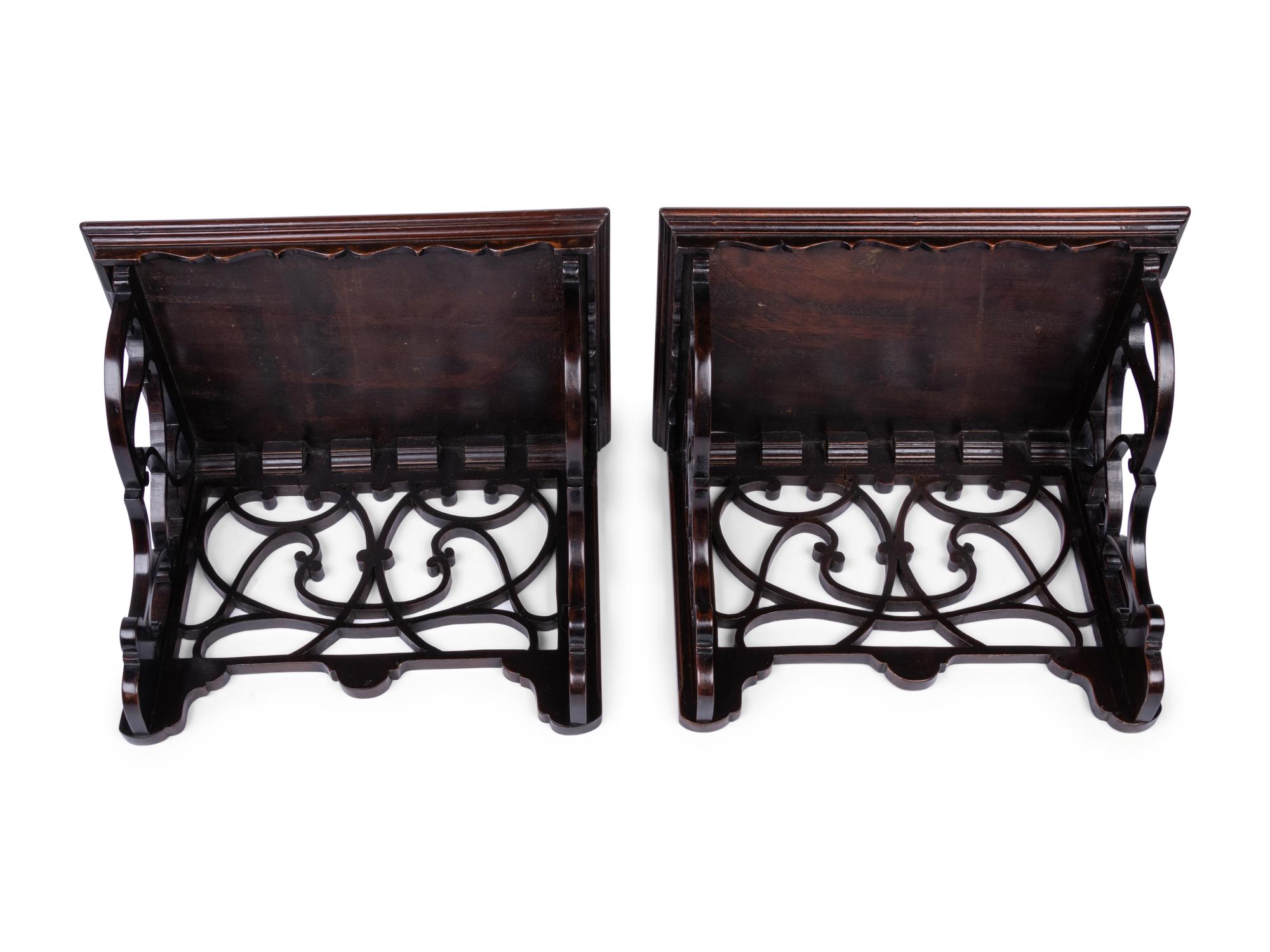 A Pair of English Mahogany Wall Brackets