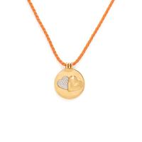 Mauboussin, Yellow Gold and Diamond Heart Pendant with Silk Cord