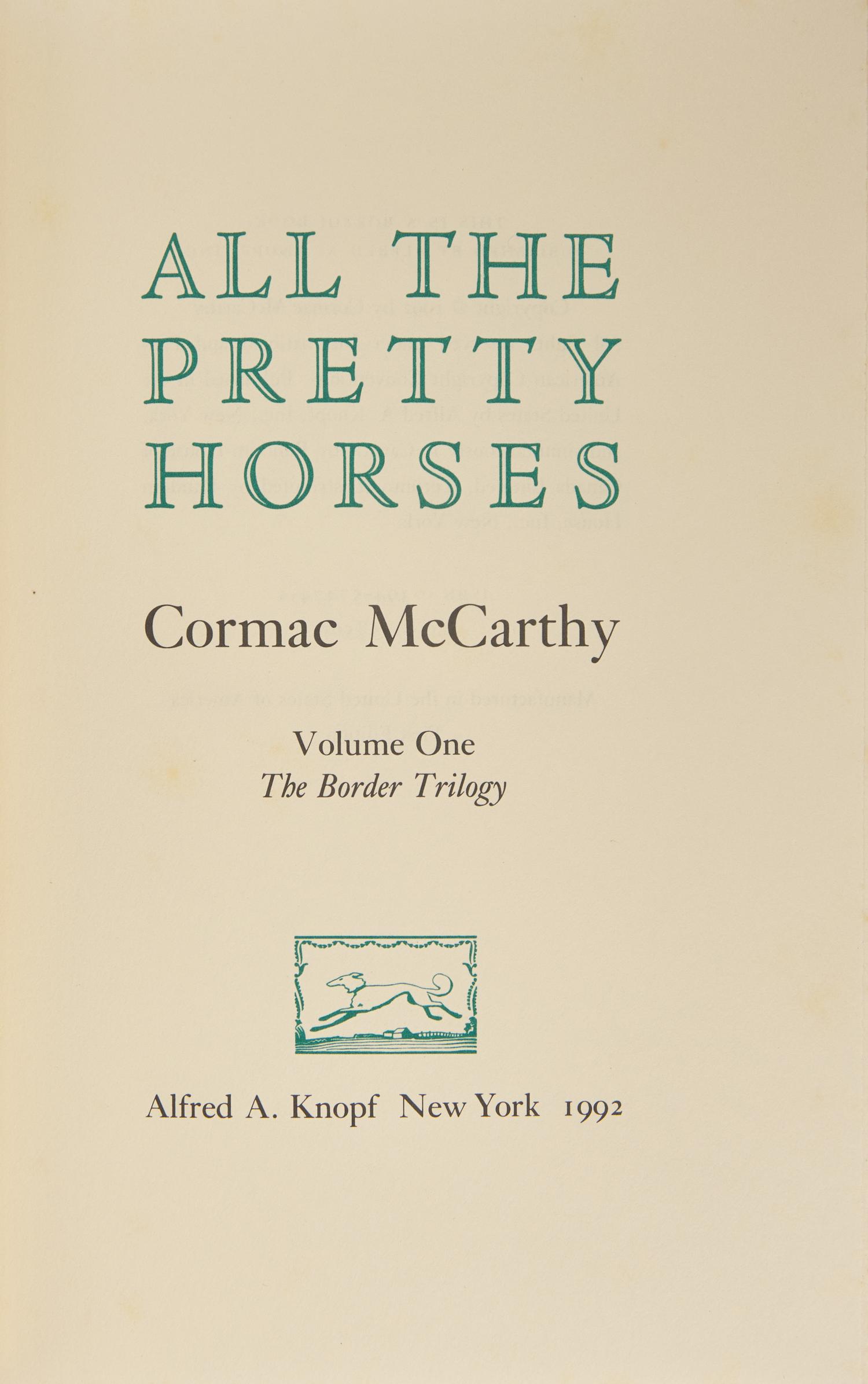 [Literature] McCarthy, Cormac. The Border Trilogy