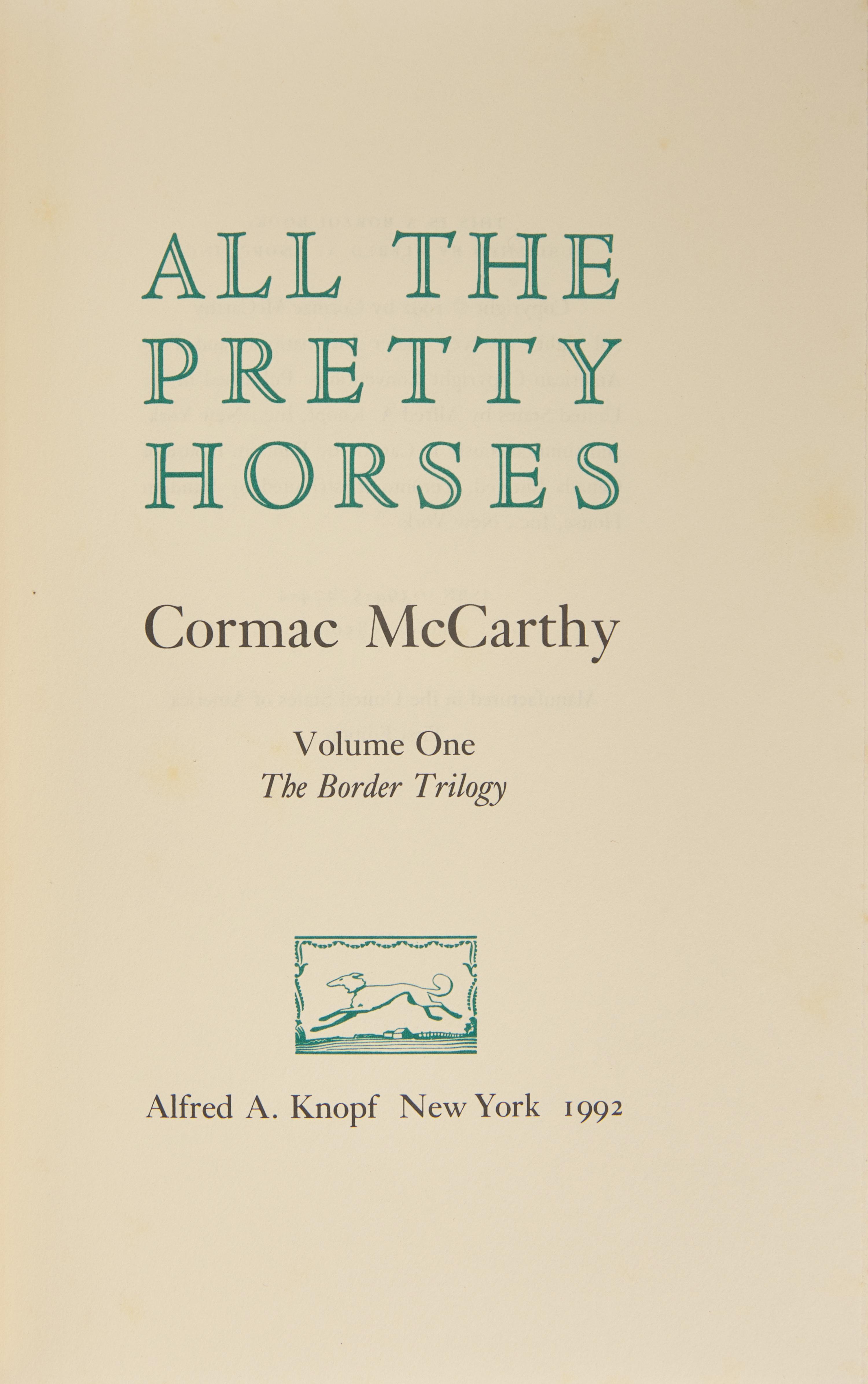 [Literature] McCarthy, Cormac. The Border Trilogy