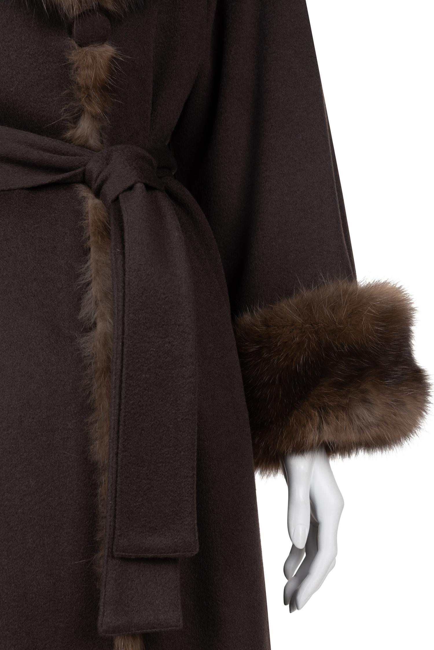 J. Mendel Russian Barguzine Sable Trimmed Cashmere Coat