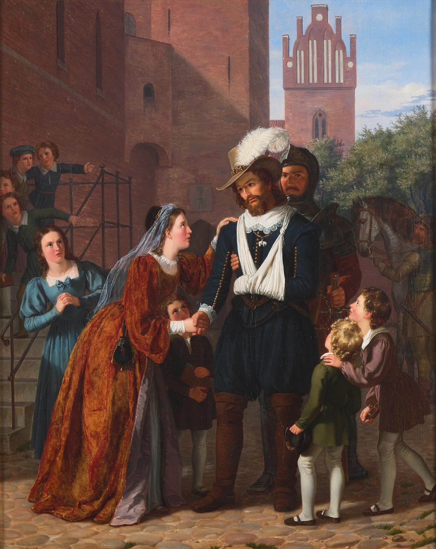 Wounded Herlouf Trolle Received by His Wife , 1832