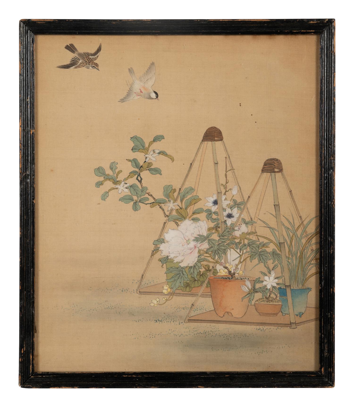 Two Chinese Ink and Color Paintings on Silk