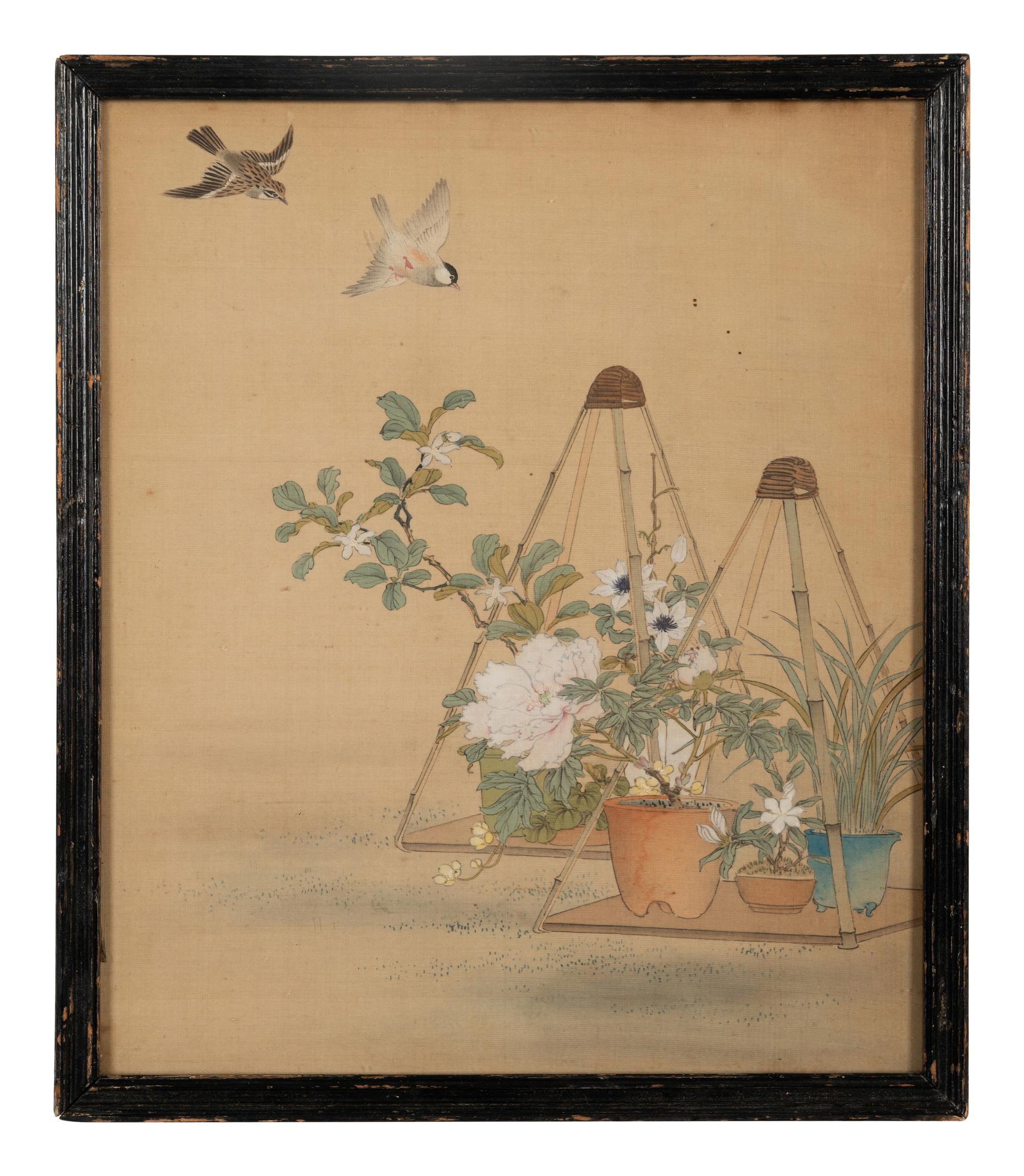 Two Chinese Ink and Color Paintings on Silk