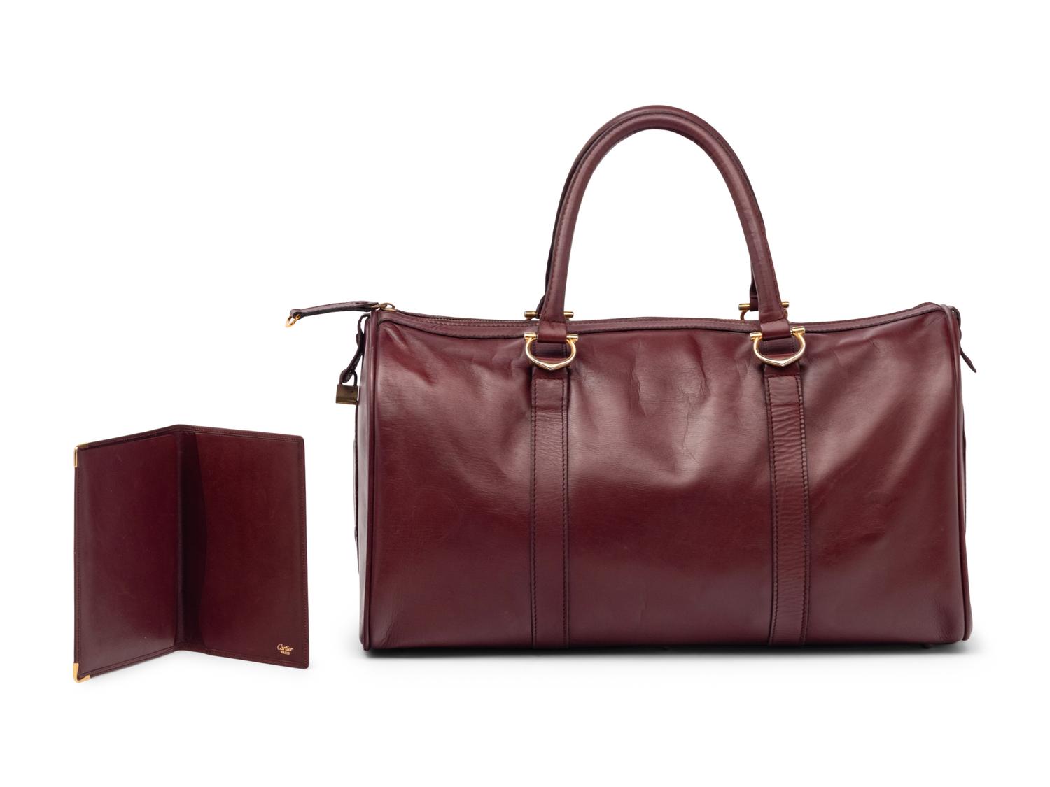 Cartier Travel Bag and Wallet in Burgundy Leather