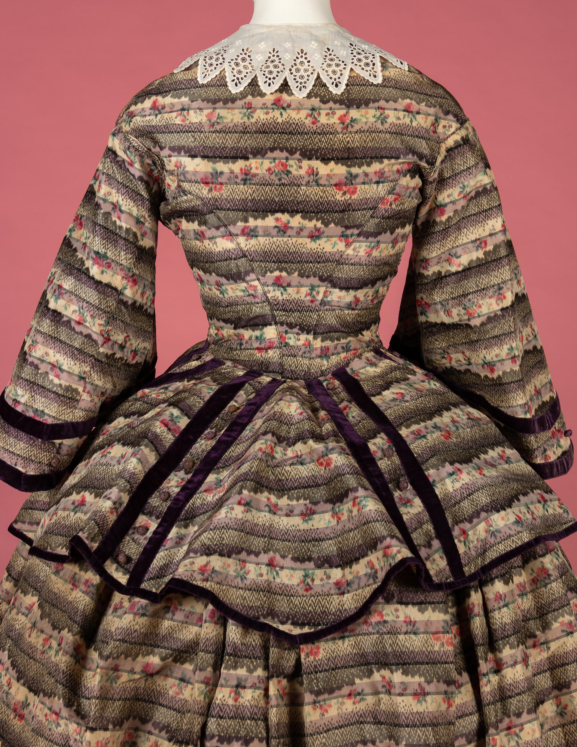 Silk Ikat Print Dress, 1850s