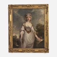 Richard Cosway (British, 1742–1821) Portrait of Lady Almeria Carpenter in a White Dress Against a Landscape