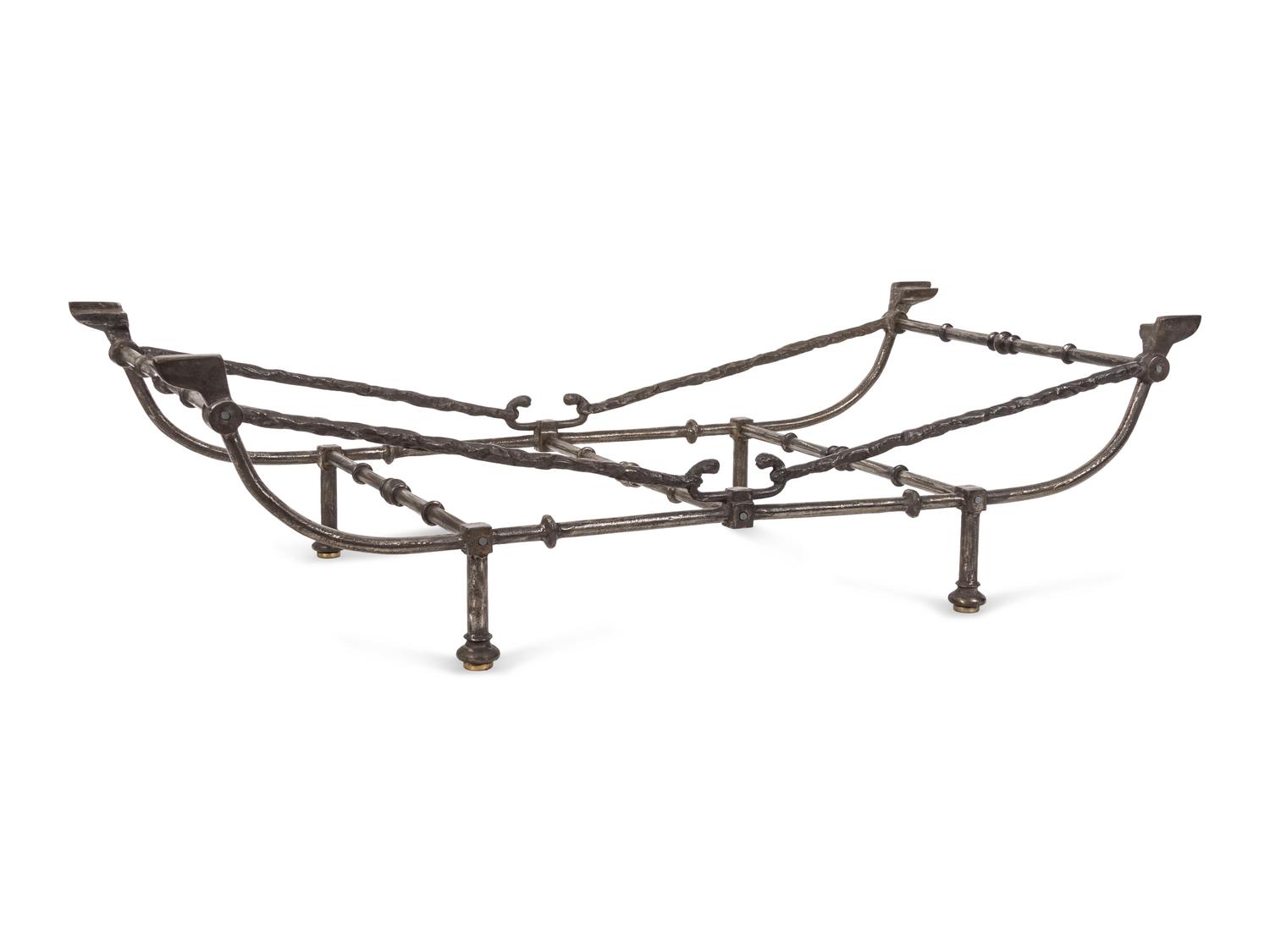 A Giacometti Style Silvered Metal Low Table — 20TH CENTURY
