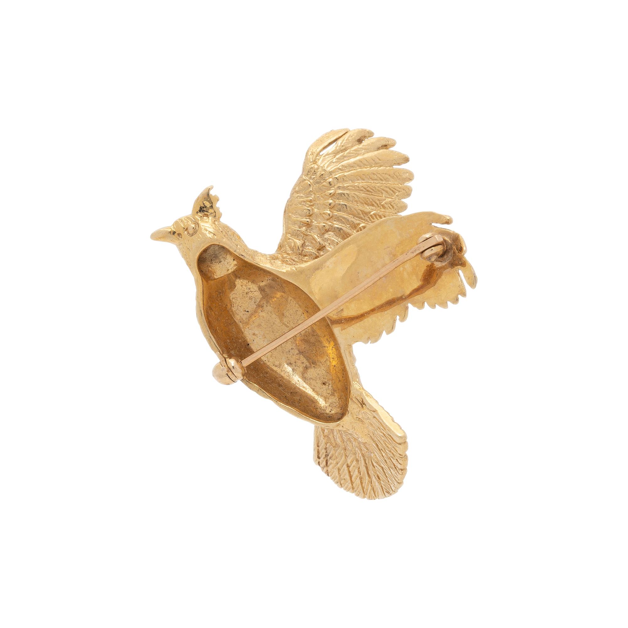 YELLOW GOLD GROUSE BROOCH