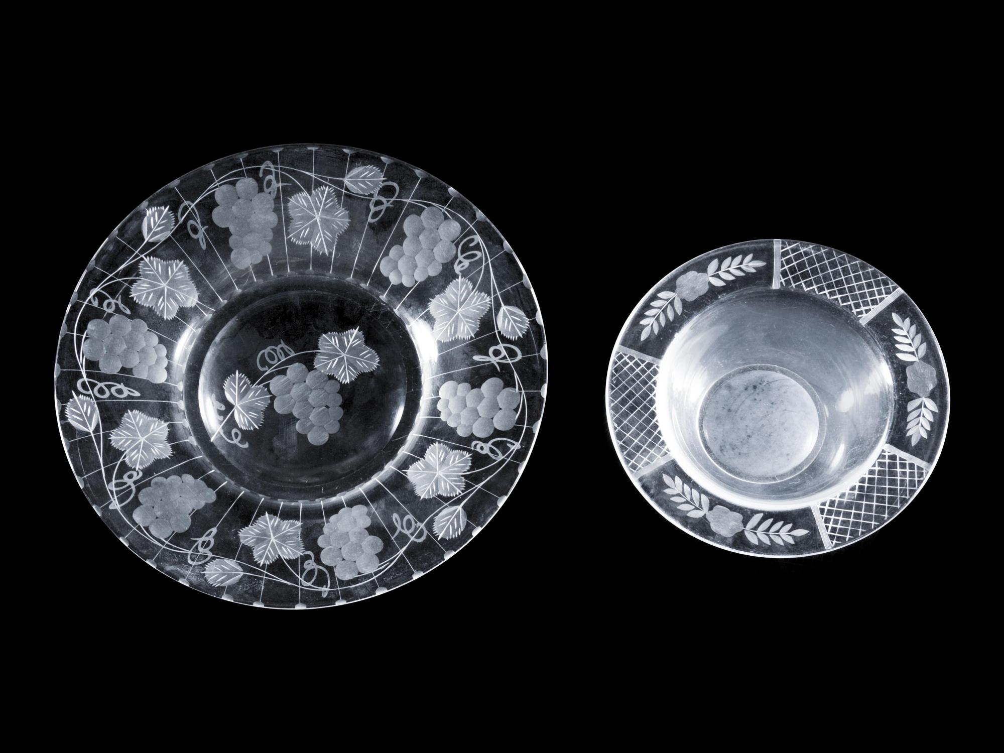 An Assembled Set of Etched Glass Tableware