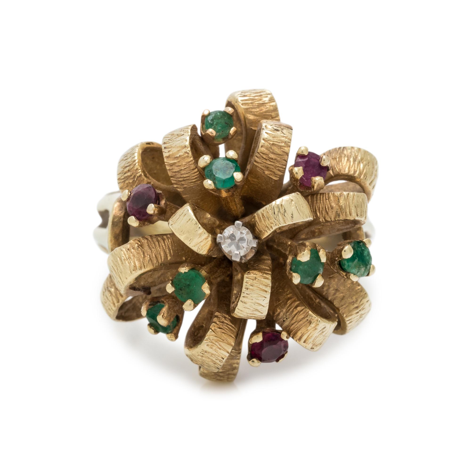 YELLOW GOLD, DIAMOND AND GEMSTONE RING