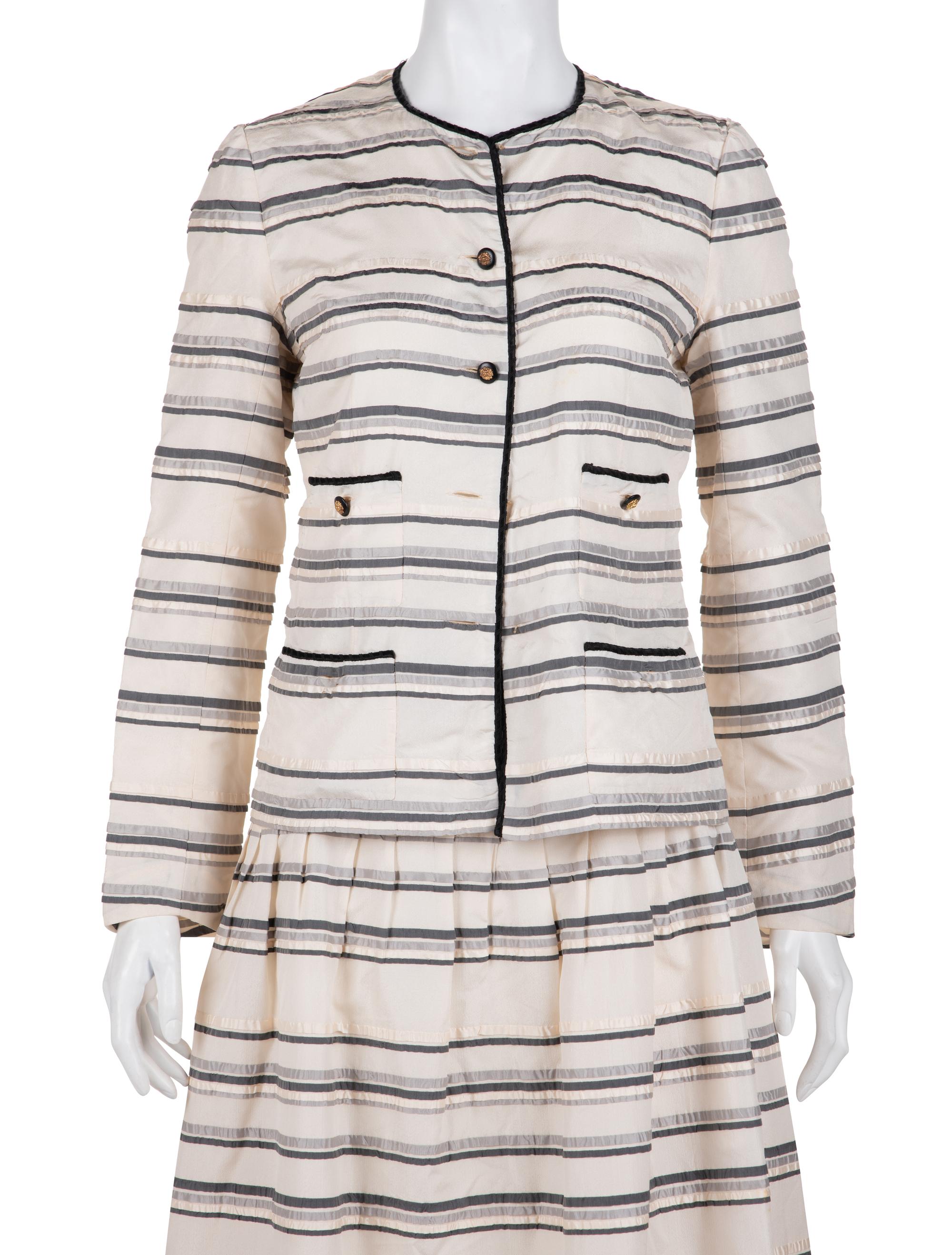 Chanel Silk Striped Skirt Ensemble, 1990s