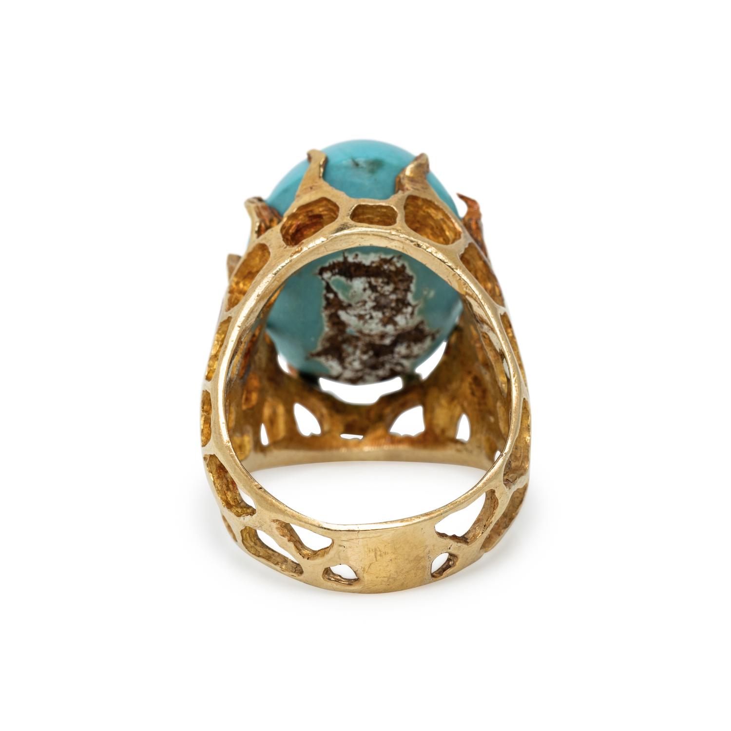 YELLOW GOLD AND TURQUOISE RING