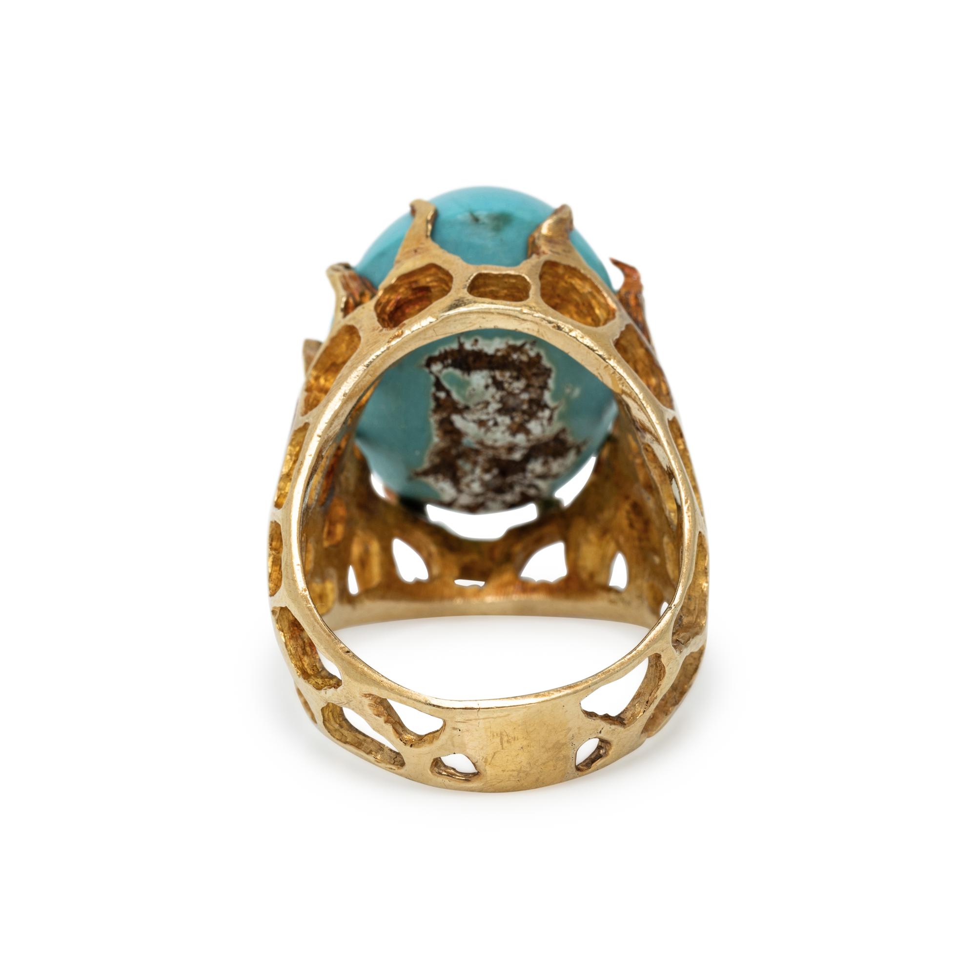 YELLOW GOLD AND TURQUOISE RING
