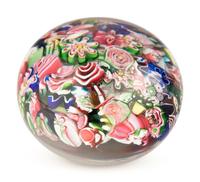 A Clichy End-of-Day Scrambled Millefiori Glass Paperweight
