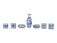 Seven Blue and White Porcelain Articles